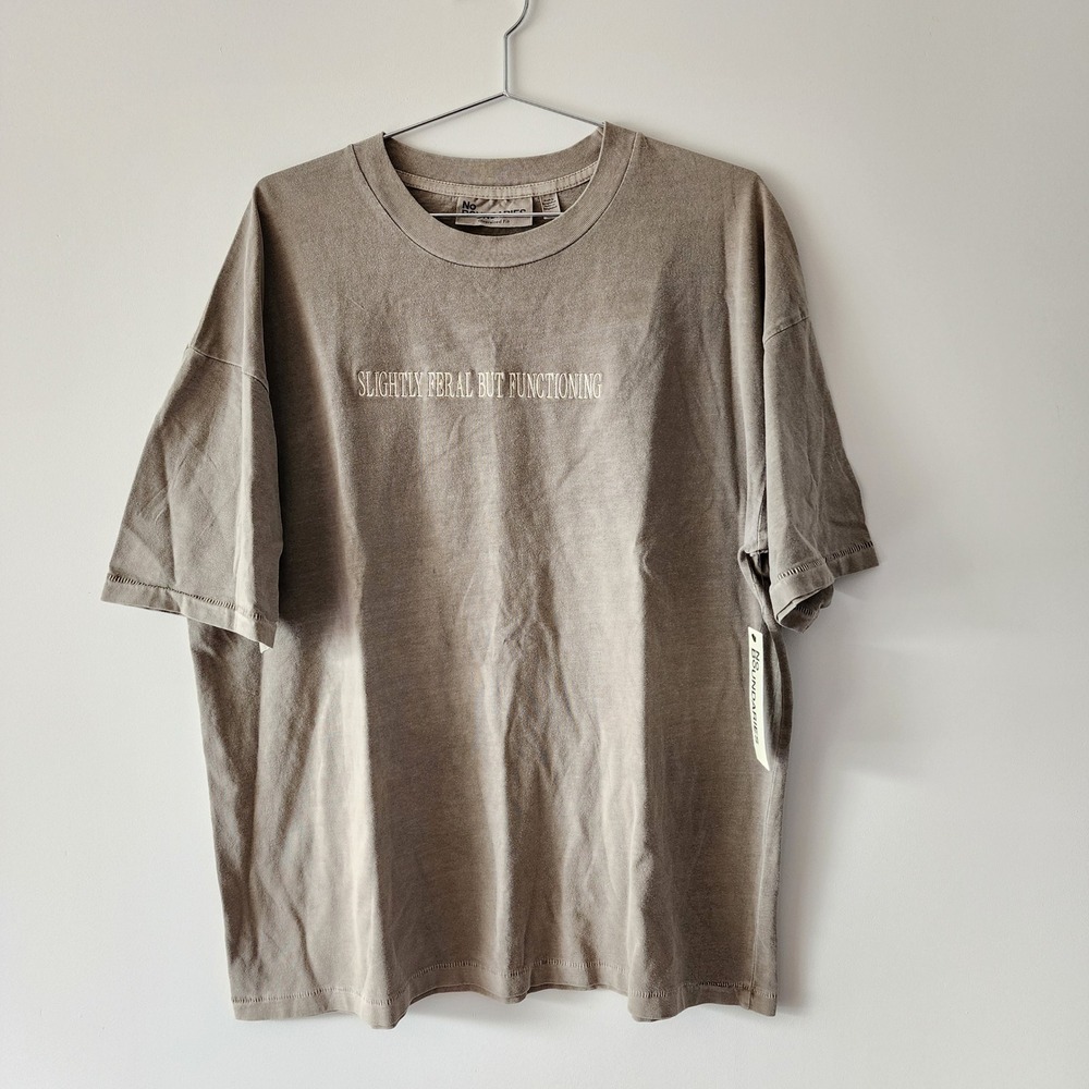 No Boundaries T-Shirt Men Medium Brown Slightly Feral Streetwear Graphic Tee NWT
